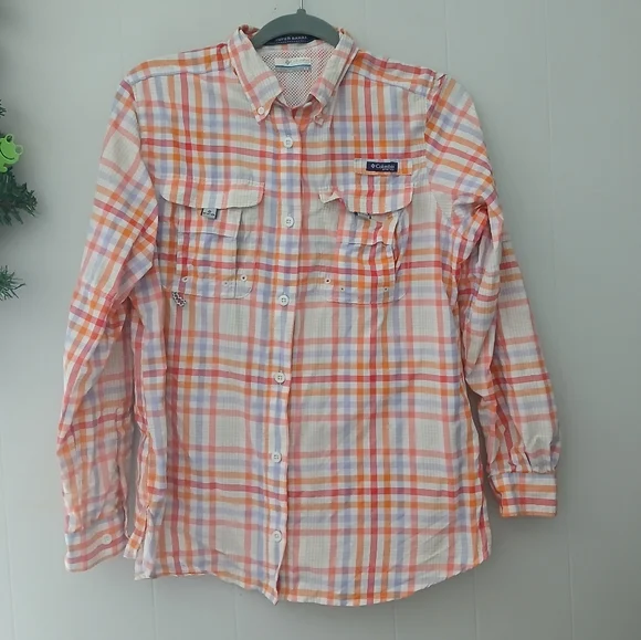Orange and White Plaid Shirt - Picture 4 of 7